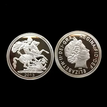 5 Gab. Uz Georger Nogalina Pūķi Uz Zirgu Atpakaļ Nozīmīti Sudraba Pārklājumu Elizabete 40 x 3 Mm Apdare Monētas