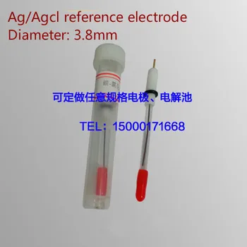 Sudraba sudraba hlorīda elektrods, miniatūras Ag/Agcl references elektrods, diametrs: 3,8 mm, 6mm.