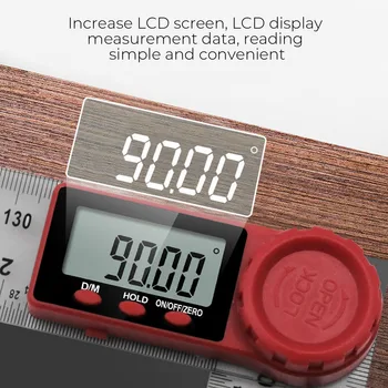 360° Leņķa Mērīšanas Lineāls 200mm 300mm LCD Displejs Leņķa Lineālu Goniometer Inclinometer Transportieris, Oglekļa Šķiedras