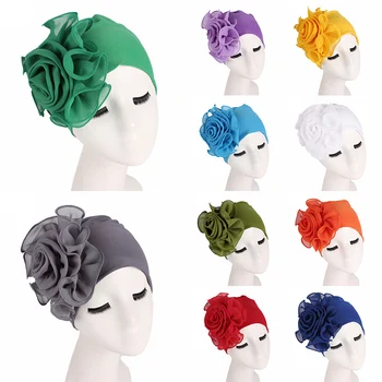 Modes Āfrikas sieviešu lakatu un cepuri 1PC matu noņemšanas cepuri kāzu liela ziedu Bohemia elastīga galvas