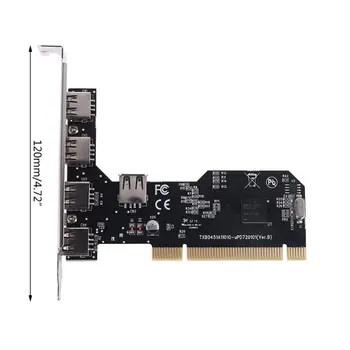 5 Port USB2.0 PCI Hub Kontrolieris Paplašināšanas Karti 480Mbps Darbvirsmas Converter Vadītāja Augstas veiktspējas liela ticamība