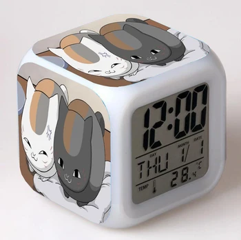 Anime Natsume Yuujinchou LED 7 Krāsu Flash Digitālā Modinātājpulksteņi Nakts Gaisma Guļamistabā Galda Pulkstenis despertador Modinātājs