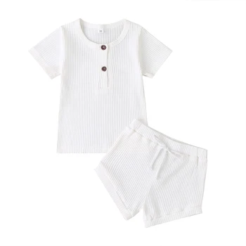 Zīdainis, Mazulis, Zēns, Meitene Apģērbu Komplekts Zīdaiņu Cietā Garām Piedurknēm T-Krekls Top + Bikses Salātu 2 Gabals-Drēbes