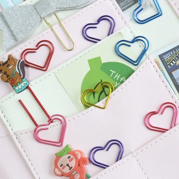 Domikee 2019 jaunu cute krāsas mīlestību sirdī dizaina birojs skolas saspraudes, kancelejas preces,konfektes studentu grāmatzīmi,12pcs/box,5 krāsas
