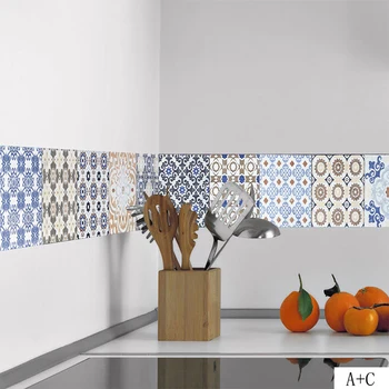 Interjera dekorēšana, sienu uzlīmes Vidusjūras stilu, flīžu uzlīmes, retro radošo sienas uzlīmes