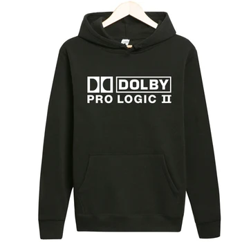 Dolby Pro Logic ⅱ Vēstuli Izdrukāt, Hoodies sporta Krekls Vīriešiem, Sievietēm Gadījuma Harajuku Unisex pelēkā vārna Hip Hop Streetwear Kapuces Džemperis Top