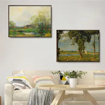 Mājas Dekori radošo personību dīvāns fonā sienas gleznojums vienkāršu audekla printings Retro meža krāsošana Kļavu lapas