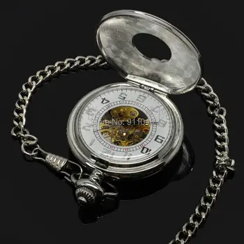 Karstā Pārdot Luksusa Vintage Sudraba Cirsts Ziedu Mehāniskās Rokas Vēja Kabatas Watch100pcs/daudz Vīriešu Kabatas vairumtirdzniecība
