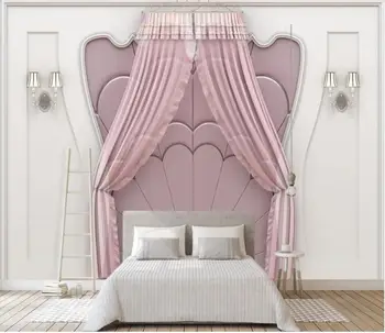 Pielāgotus foto 3d tapetes Imitācija Eiropas cirsts mīksts iepakojums rozā ekrāna guļamistabas interjeru 3d sienas sienas tapetes sienām 3 d