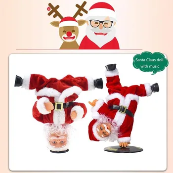 1gb Elektriskā Handstand Hip-hop Santa Claus Lelle Ar Mūziku, Šūpoles Dejas Rotājumi Elektriskie Plīša Rotaļlieta Funny Ziemassvētku Bērns Dāvanas
