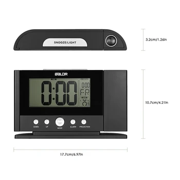 Jauns Grozāms Digitālās Sienas Projekcijas Pulkstenis ar Lielu Ekrāna Displeju Datums Laiks Temperatūra Lielisks LCD Modinātājs