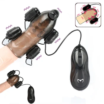 Vibrējošais dzimumlocekļa Extender Vibrators Glans Kavēšanās Stimulators Izmantot Piedurknēm Vīriešu Masturbator Bullet Vibrators Pieaugušo Seksa Rotaļlietas Vīriešiem