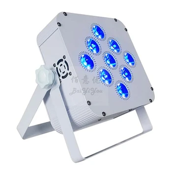 Labas Kvalitātes 9pcs*18W RGBWA+UV 6 In 1 Bezvadu LED DMX Dzīvoklis Akumulatoru Par Gaismu 9pcs LED Akumulatoru Par Mazgāt Apgaismojums