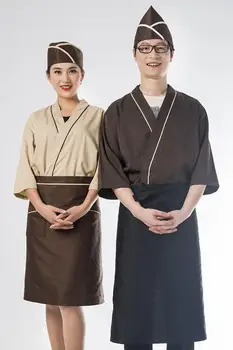 Jaunas Unisex Japānas, Korejas Stila Šefpavārs Vienotu Pavārs Krekls Vidēja Kimono Piedurknēm Suši Restorānu Virtuves Viesmīlis Darba Formas QJ09