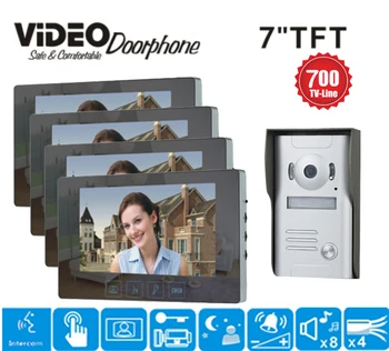 ZHUDELE Durvis, Domofons Talkback Sistēma HD Kamera Nakts Versija no Viena līdz Četriem Monitora Video Durvju Tālrunis Piekļuves Kontrole ar 7 collu