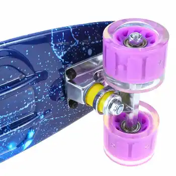 JAUNI 22 Collu Četru riteņu Mini Longboard Pasteļa Krāsu Skate Valdes skeitborda ar LED, kas Mirgo Riteņiem Retro Skeitborda