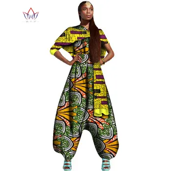 Ir 2021. Pavasara Ankara Veidos Tradicionālo Āfrikas Apģērbi Sievietēm Ilgi Tauku Jumpsuits & Lakatu, Sieviešu Bikses, Uzvalks WY1428