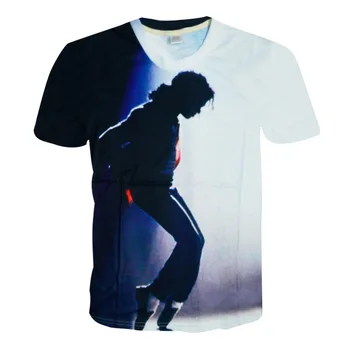 Reti MJ Michael Jackson Atdzist Punk Moonwalk Drukāšanas Modelis Atmiņas Tshirt Tee Cēloņsakarību ar Īsām Piedurknēm kokvilna Kokvilna