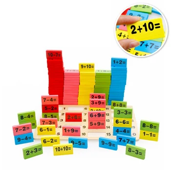 110pcs Nūjas Bloki Rotaļlietu Dāvanu Mācīšanās Math Skaitot Koka Bērnu Bērniem Izglītības Domino Sākumā Matemātika