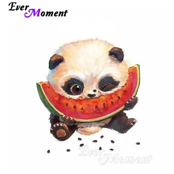Kādreiz Brīdi Dimanta Izšuvumi 5D DIY Panda Ēd Arbūzu Vienkārši Dimanta Glezniecības Mājas Apdare Attēlu Mozaīkas S2F218