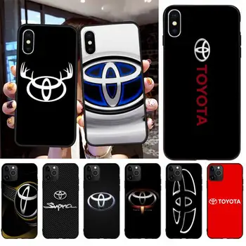 YJZFDYRM Atdzist Toyota Automašīnas Logo Tikko Ieradās Melnā Mobilo Tālruni Gadījumā, iPhone 11 pro XS MAX 8 7 6 6S Plus X 5S SE 2020. GADAM XR gadījumā