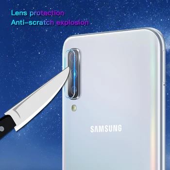 2 in 1 Rūdīta Stikla Samsung Galaxy A50 A30 M40 M20 M30 A40 A60 S10e Atpakaļ Kameras Objektīva Aizsargs Stikla SM A7 A9 2018 Filmu