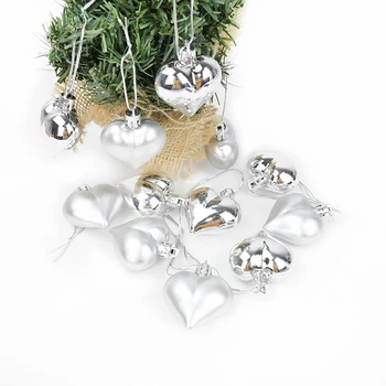 12pcs/lodziņā 4cm Sirds Formas Ornaments Ziemsvētki Koks Kuloni Bumbu Piekārtiem Rotājumi Ziemassvētku Puse, Piegādes Bling Ziemassvētku Nieciņiem