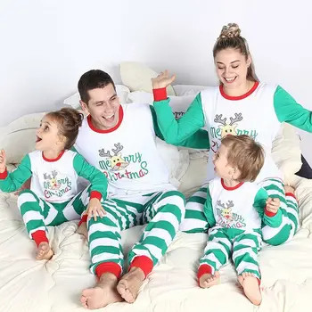 Ģimenes Atbilstošas Drēbes Ziemassvētku Pidžamas Komplekti Ziemassvētki Mamma, Tētis, Bērni Kid Baby Sleepwear Ikdienas Apģērbs Apģērbu Komplekts 2gab Naktsveļu