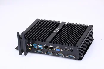 Fanless mini pc rūpniecisko datoru ar USB 3.0 Dual Gigabit Lan 4 COM HDMI Intel Celeron C1037U Core i5 3317U Windows Linux 10