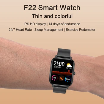 F22 Smart Skatīties Vīrieši Sievietes Sirds ritma Monitoringa IP67 Waterproof Smartwatch Fitnesa Tracker iPhone Xiaomi Melns