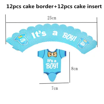 24pcs Bērnu Duša Kūka Rotājumi Wrapper Dzimšanas dienas svinības Apdare Bērniem Kūka Topper Cakecup Robežu DIY Kūka Apdare, Instrumenti-S