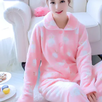 Pajama Komplekti Sieviešu Ziemas Jauno 2019 Sleepwear Mīksto Mājas Korejiešu Stila Vīriešu Apģērbu Zaudēt Atpūtas Moderns Elpojošs Salds Dienas