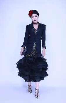 Sievietes Bārā Modes Tērpi, Sieviešu Dziedātāju Skatuves Izrādes Dāmas Melnas Mežģīnes Lielas Puķes Sexy Kleita Uzvalki Svinēt Dzimšanas Dienu
