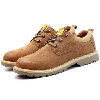Anglijas stila vīriešu ikdienas tērauda kājām klp darba drošības apavi cūku zamšādas ādas būvlaukumā, darba ņēmējs, darba instrumentu drošības zābaki vīriešu
