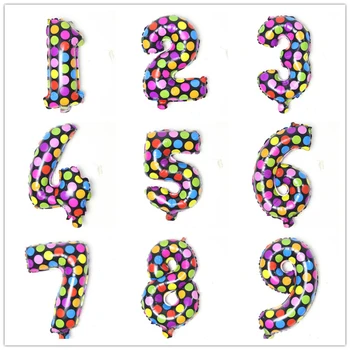 1psc/16inch Multicolor Vilnis Punkti Digitālo Balonu Dzimšanas dienas svinības, Kāzu Jauno Gadu Apdare Digitālo Folija Baloni globos