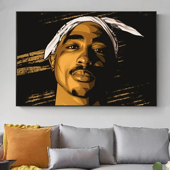 Hip Hop Tupac Reperi 2PAC Attēls Portretu Sienas Plakātu Izdrukas Attēlu Uz Audekla Sienas Māksla Glezna Par dzīvojamo Istabu Mājas Dekoru