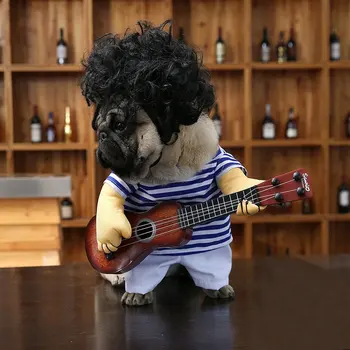 Gudrs, Funny Pet Ģitāra Drēbes Kaķis, Suns Ģitārists Mērci Kostīmu Pet Ģitāra Kleita Cosplay Veikt Apģērbu Pet Produkti