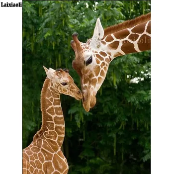Pilnu kvadrātveida diy 5d dimanta krāsošana žirafes mamma un baby izšuvumi Roku darbs mozaīkas diamond cross stitch nepabeigtas mājas Dekoru