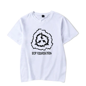 Vasaras Vīriešu Modes Apaļu Kakla T-krekls Scp Drukāt Iela Ērti Īsām Piedurknēm Unisex Augstas Kvalitātes Gadījuma Balts T-krekls
