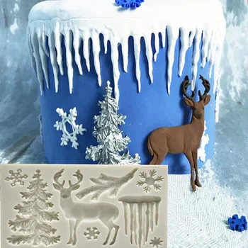 1PC Elk/Ledāja/Ziemassvētku eglītes, Pomādes Kūka Silikona Veidnē Šokolādes Konfektes Veidnes Mīklas Cepumi Cepumu Veidne Kūku Cepšanas Rīki