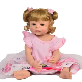 Bebes Atdzimis menina 57CM Pilna Ķermeņa silikona lelle Meitene, Atdzimis Bērnu Lelle Vannas Rotaļlieta dāvanu Spilgti rozā Princese jaundzimušo Bonecas