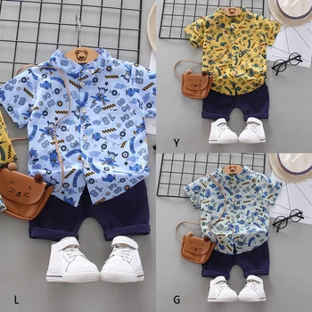 Vasaras Baby Boy Bikses, Komplekti Bērnu Apģērbu Komplekti Bērnu Zēniem Īsām piedurknēm T-krekls Un Bikses Toddler Zēns Šorti Komplekts