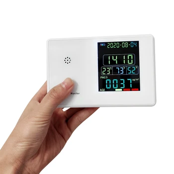 Gaisa Kvalitātes Monitors Mitrums Mājās Digitālās Biroja Uzlādējams CO2 PM2.5 USB Ports Daļiņas Formaldehīds LCD Displejs Precīzi