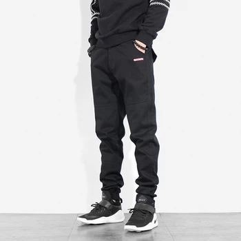 Augstas Kvalitātes Retro Vīriešu Džinsi Mīkstais Apakšā Gadījuma Hip Hop Bikses Vīriešu Bikses Modes Streetwear Hip Hop Bikses Vīriešu Kravas Bikses