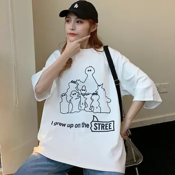 Harajuku kwaii t krekls sieviešu apģērbu korejiešu stilā t dāmas 2020. gadam studentu joker karikatūra sieviešu krekli lielgabarīta top t-krekls