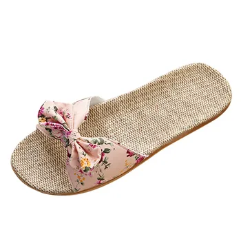 Sieviešu Čības Vasaras Bohemia Ziedu Bowknot Veļa Flip Flops Pludmales Sandales Ķīlis Platformu, Siksniņām Čības Sieviešu kurpes#E