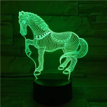 Radošā Dzīvnieku Retro Zirgu 3D Lampas LED USB Garastāvokli Nakts Gaisma Multicolor Ziemassvētku Ziemassvētki Bērnu Rotaļlietas, Dāvanas, Galda, Galda, Mājas Dekoru Lava