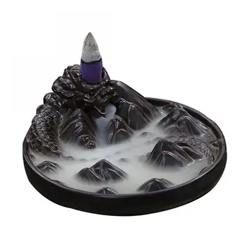 Black Dragon Sālsūdenim Ūdenskritums Vīraks Degļu Keramikas Turētājs Aromterapijas Budistu vīraka kvēpināmais trauks Mājas Apdare +10pcs Vīraka Konusi