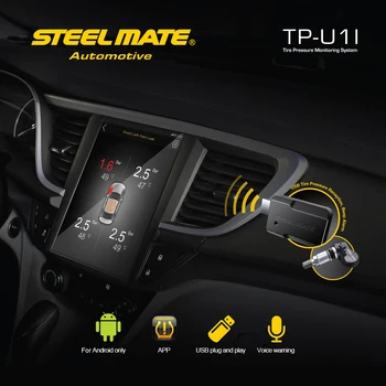 Steelmate TPMS Riepu Spiediena Monitoru, USB TPMS ar 4 Iekšējā Sensori, Riepu Spiediena Reālā laika Displejs Tikai Android Sistēma