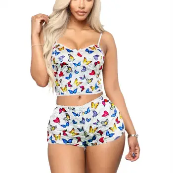 Hirigin 2020 Sievietes Sexy Samta 2 Gabals Apģērbs Spageti Siksnas Piedurknēm Kultūraugu Top + Bikses Kopa Gadījuma Puse Apģērbs, Apģērbu Komplekts